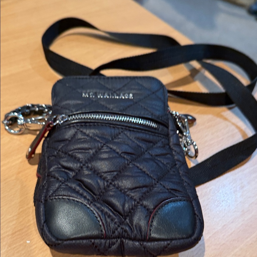 MZ Wallace Black Quilted Crossbody phone Bag/wallet